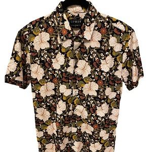 Topshop Floral Men Short Sleeve Button Down Shirt